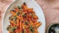 Air Fryer Chimichurri-Loaded Sweet Potato Fries