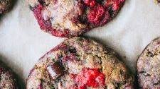 Almond Oat Raspberry Chocolate Chip Cookies