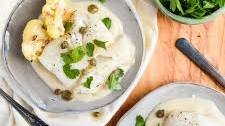 Baked Cod with Lemon Caper Cauliflower Sauce