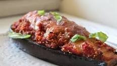 beef and quinoa stuffed eggplant