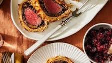 Beef Wellington With Chestnut Stuffing & Roasted Cranberries