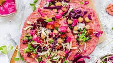 Beetroot Flatbreads with Crunchy Slaw and Chickpeas (Vegan GF-Option)
