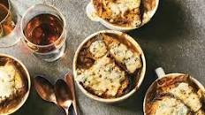 Caramelized Onion and Bread Soup with Brûléed Blue Cheese