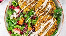 Carrot and Cumin Lentil Burgers with Lemon Tahini