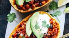 Chili Stuffed Spaghetti Squash Bowls