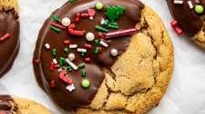 Chocolate Dipped Chewy Peanut Butter Cookies