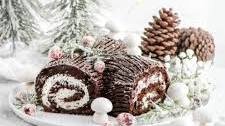 Chocolate Yule Log with White Chocolate Peppermint Frosting (Bûche De Noël)