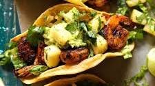 crispy jerk shrimp tacos with coconut pineapple salsa