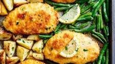 Crispy Parmesan Baked Chicken with Veggies (Milanese)