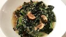 Easy Kale, Mushroom, Quinoa Miso Soup