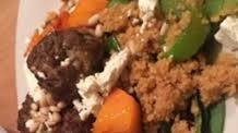 Falafel with roasted pumpkin, spinach, feta and pine nuts