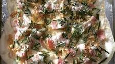 Focaccia With Bacon, Parmesan, Caramelized Onion, Garlic And Rosemary