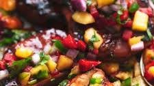 Glazed Pork Chops with Peach Salsa