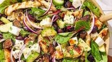 Greek-Style Chicken Spinach Salad with Dried Figs and Feta