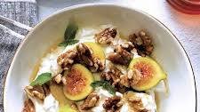Greek Yogurt With Figs, Walnuts, Honey And Mint
