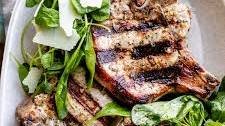 Grilled Lemon Rosemary Pork Chops with Arugula Salad