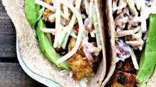 Honey Chipotle Chicken Tacos with Honey Mustard BLT Slaw