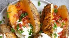 Loaded Baked Potatoes with Bacon and Cheddar