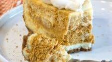 Marbled Pumpkin Spice Cheesecake with Gingersnap Crust