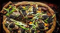 Matcha Green Tea Pizza with Sesame Glazed Mushrooms