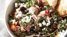 Mediterranean tuna salad with creamy feta dressing