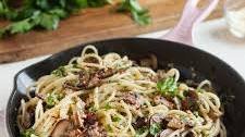 Mushroom and Garlic Spaghetti Dinner