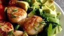 Pan Seared Scallops over Spinach Cobb Salad