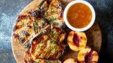 Peach Bourbon Glazed Pork Chops