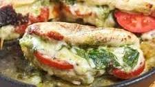 Pesto Tomato and Mozzarella Stuffed Chicken Breasts