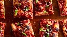 "Pizza" Focaccia with Tomato Sauce & Green Onion