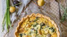 Potato Spinach and Cheddar Quiche