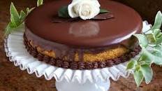 Pumpkin Cheesecake and Chocolate Mousse Topped with Dark Chocolate Ganache