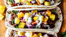 Red Curry Beef Tacos with Coconut Crema