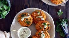 Red Lentil Patties with a Garlic-Herb Tahini Sauce (vegan, gluten-free)