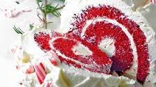 Red Velvet Cake Roll with Chocolate-Peppermint Buttercream Frosting.