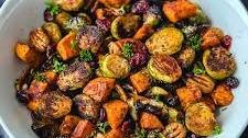 Roasted Brussel Sprouts and Sweet Potatoes