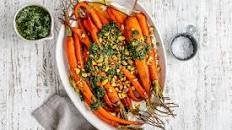 Roasted Harissa Carrots with Carrot Top Chimichurri