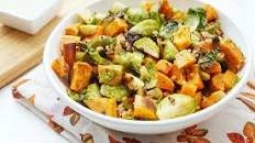 Roasted Sweet Potato and Brussels Sprout Salad