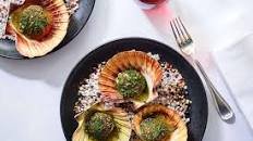 Scallops with herb and almond brioche crust
