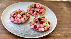 Sea bass ceviche and beetroot tostadas