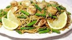 Seared Scallops with Linguine, Asparagus and Buttered Breadcrumbs