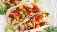 Seared Scallop Tacos with Spring Mango Salsa and Avocado Cream