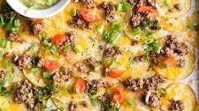 Sheet Pan Potato Nachos with Ground Beef