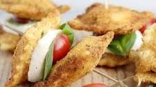 shortcuts: fried ravioli caprese stacks
