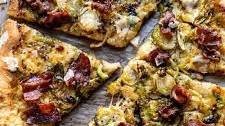 Shredded Brussels Sprout and Bacon Pizza