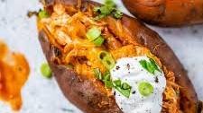 Slow Cooker Loaded Enchilada Chicken Stuffed Sweet Potatoes