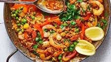 Smoky prawn and chorizo ‘paella’