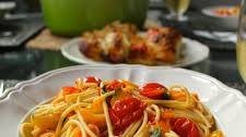 Spaghetti with Cherry Tomato Sauce, Mozzarella and Basil