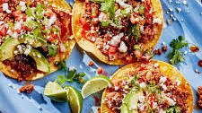 Spiced Beef and Refried Bean Tostadas