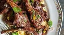 Spiced Lamb Chops with Hummus